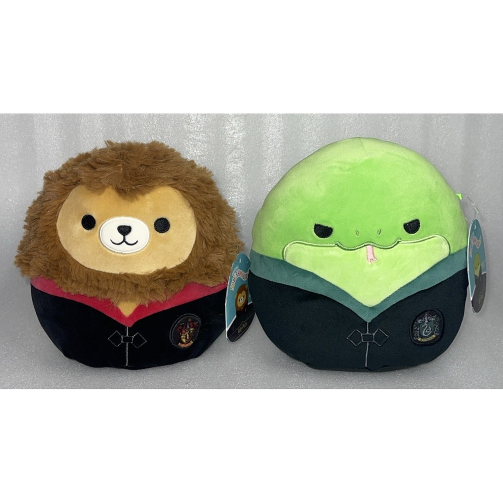 Squishmallows 8" Harry Potter Gryffindor Lion & Slytherin Snake in Hogwarts Robe